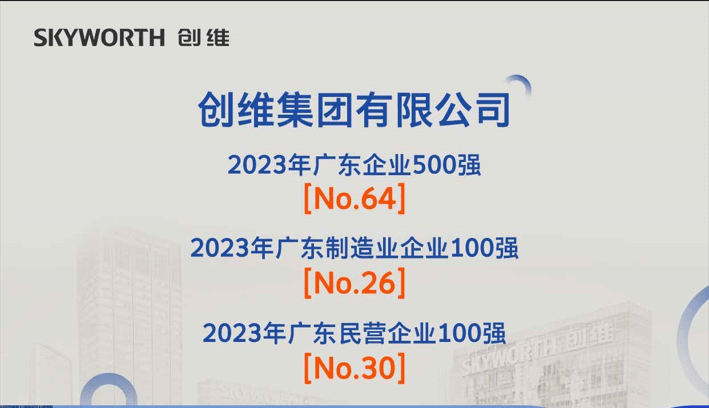 Skyworth Group won the Top 500 list of Guangdong Enterprises in 2023